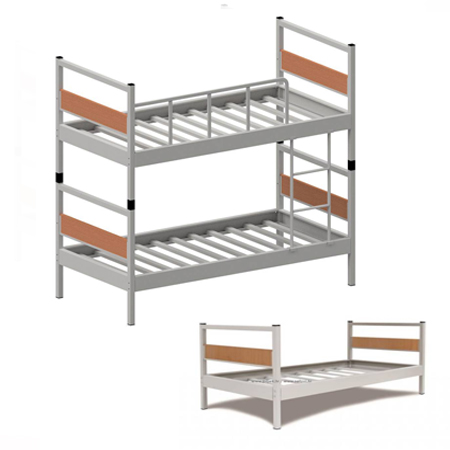 Metal bunk beds and single beds